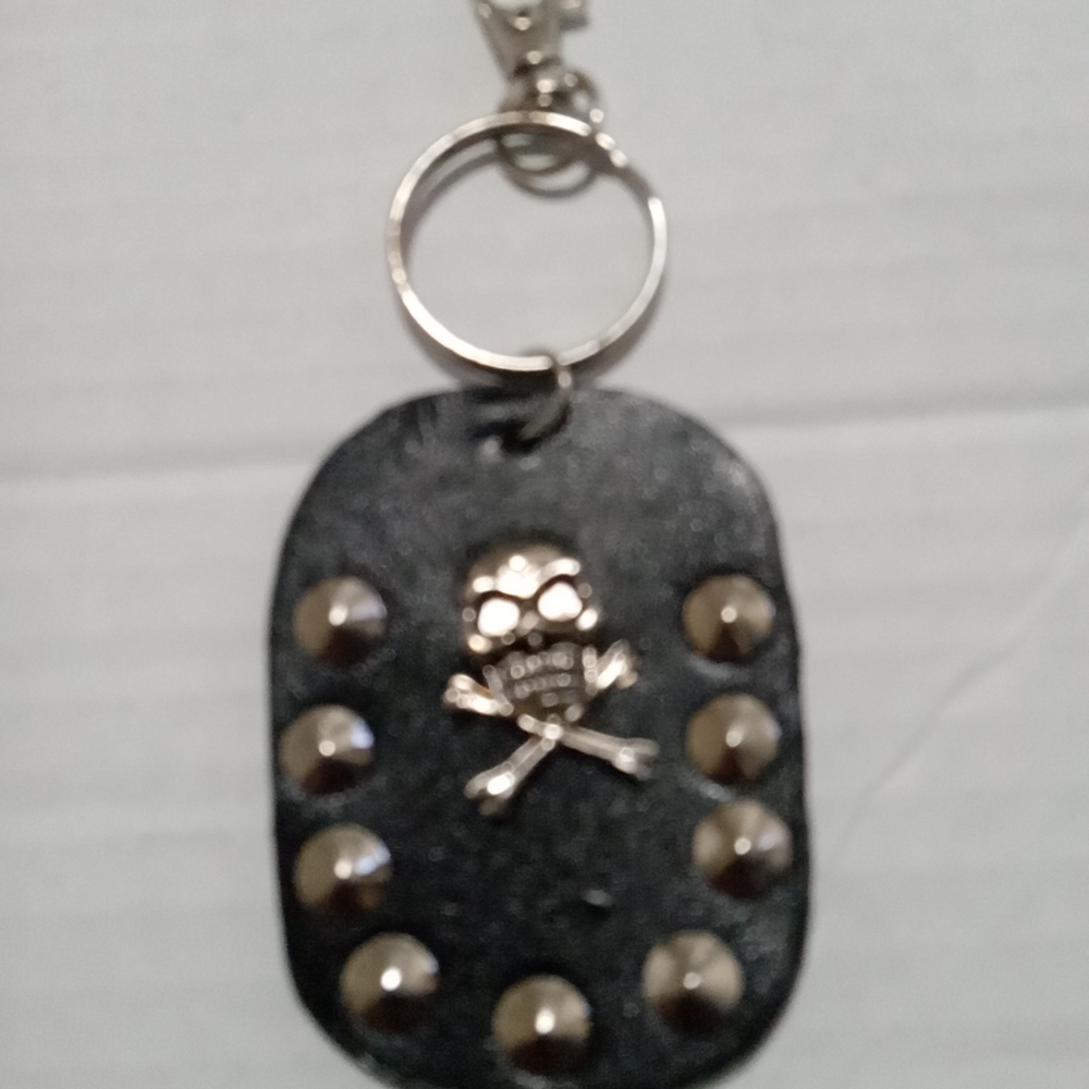 Edgy Skull Keychain with Metallic Accents